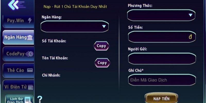 Các bước nạp ngân hàng cụ thể, chi tiết