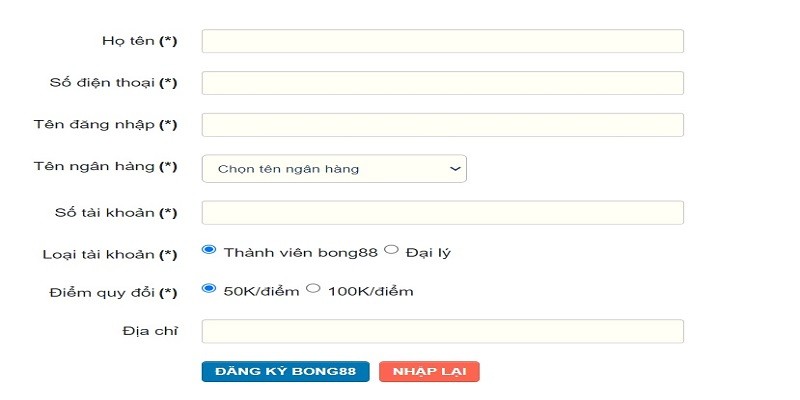 Thông tin đăng ký cần điền một cách chuẩn xác